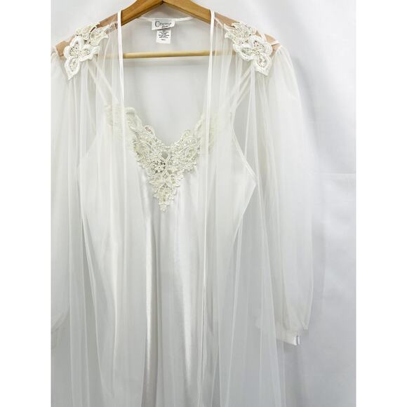 Vintage Cinema Girls White Mesh Satin Nightgown Set - Picture 2 of 6